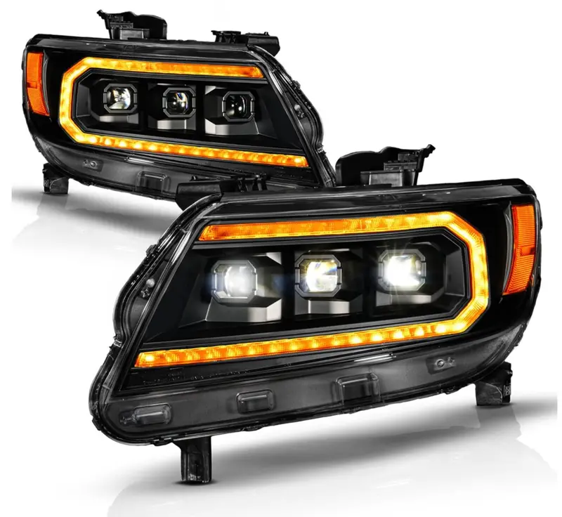 Anzo 2015-2022 Chevy Colorado Full Led Projector Headlights Black W/ Amber Drl, Initiation & Sequential (Factory Halogen Modeles Only) 1
