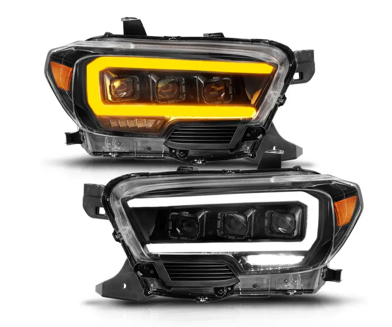 Anzo 2016-2023 Toyota Tacoma Black Full Led Projector Plank Style Headlights W/ Initiation Feature & Sequential 1
