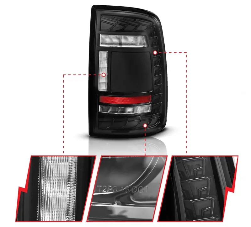 Anzo 2019-2024 Ram 2500/3500 Full Led Sequential Tail Lights Black Clear Lens (Fits All Models) 2