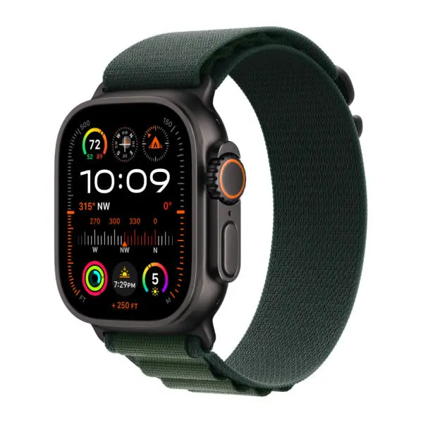 Apple Watch Ultra 2 49Mm Black Titanium Case With Dark Green Alpine Loop - Small 1