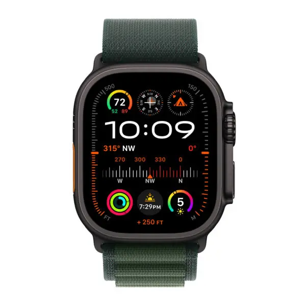 Apple Watch Ultra 2 49Mm Black Titanium Case With Dark Green Alpine Loop - Small 2