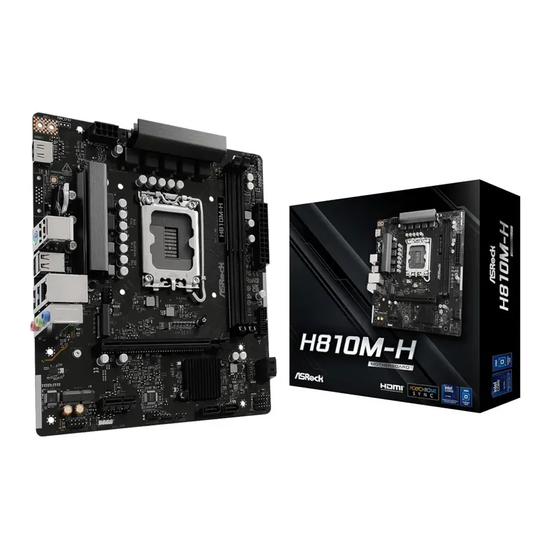 Asrock H810m-H Intel Lga1851 Micro Atx Motherboard - Black 1