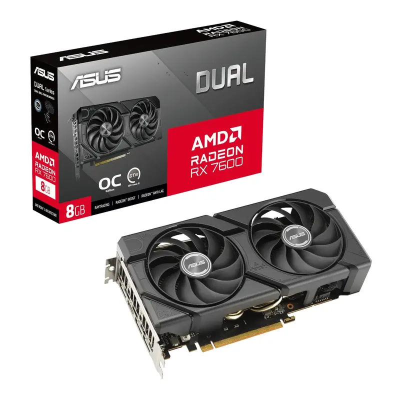 Asus Dual Radeon Rx 7600 Evo Oc Edition 8Gb Gddr6 Graphics Card 1