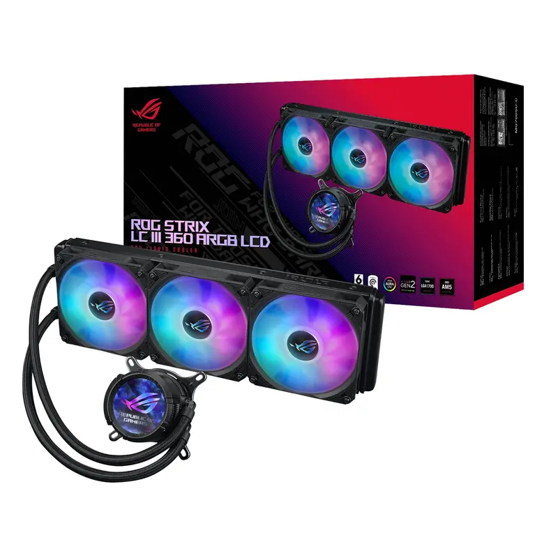 Asus Rog Strix Lc Iii 360 Argb Lcd All-In-One Cpu Liquid Cooler - Black 1
