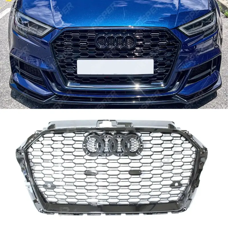 Audi A3/S3 8V 2017-2020 Rs3 Style Gloss Black Honeycomb Grill 1