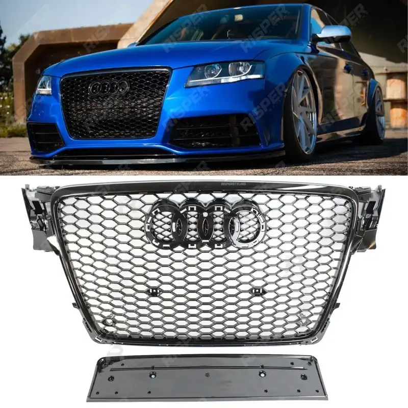 Audi A4 / S4 B8 2008-2012 Rs4 Style Gloss Black Honeycomb Grill 1
