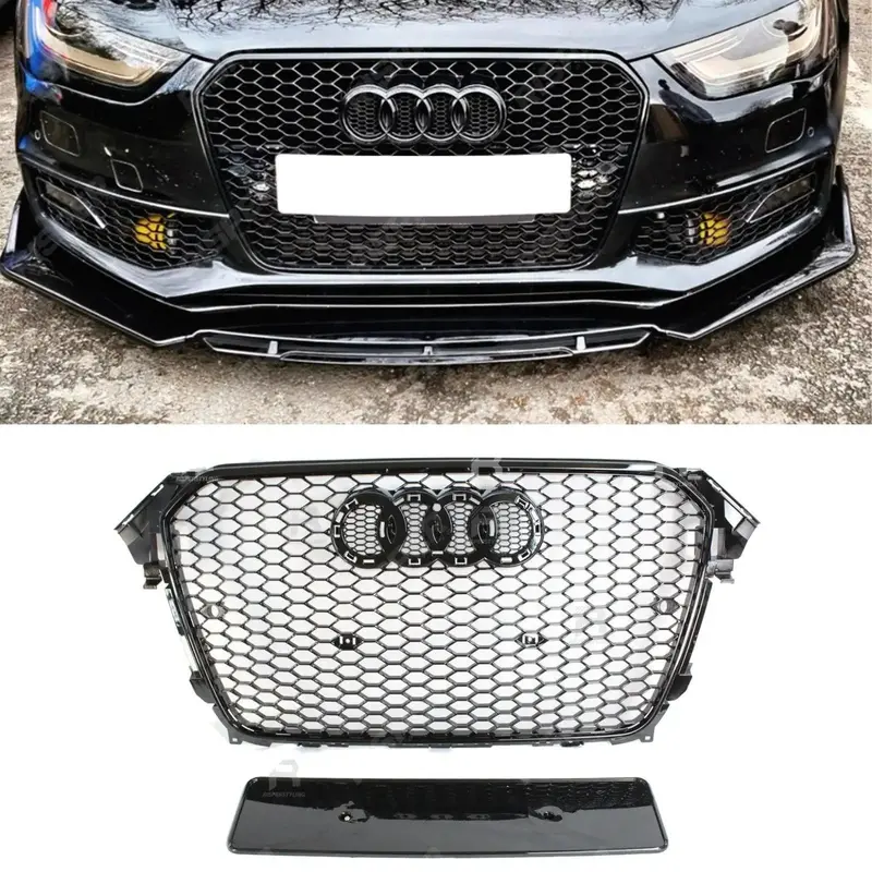 Audi A4 / S4 B8.5 2012-2016 Rs4 Style Gloss Black Honeycomb Grill 1