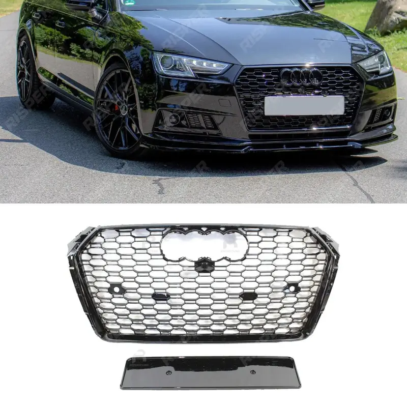 Audi A4 / S4 B9 2016-2019 Gloss Black Rs4 Style Honeycomb Grill 1