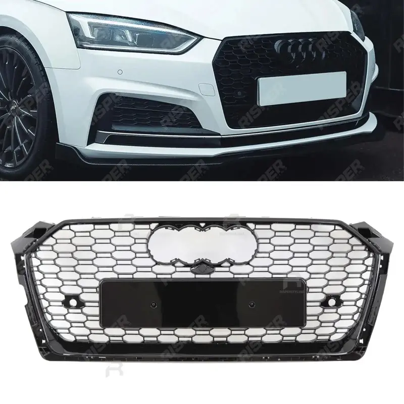 Audi A5 / S5 B9 (8W6) 2016-2019 Gloss Black Rs5 Style Honeycomb Grill 1