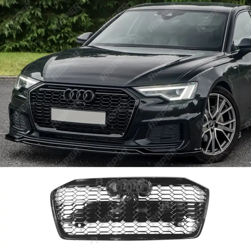 Audi A6 / S6 C8 2019+ Gloss Black Rs6 Style Honeycomb Grill 1