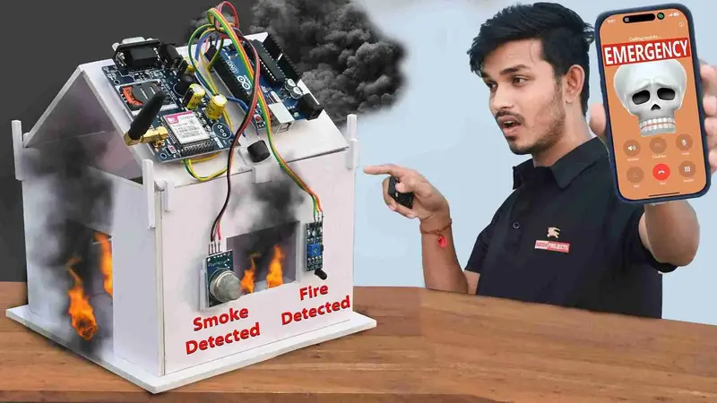 Automatic Call & Sms When House In Fire | Gsm Based Arduino Project | Science Project Kit 1