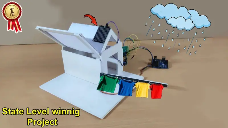 Automatic Cloth Protection From Rain | Smart Rain Sensor Clothes Cover Arduino Science Project Kit 1