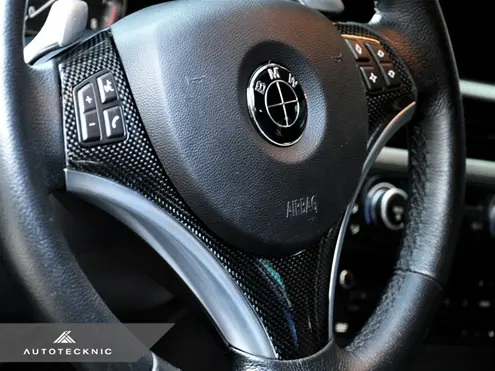 Autotecknic Carbon Fiber Steering Wheel Trim - E90/ E92/ E93 3 Series/ E82 1 Series With Sport Package (Only Fits Steering Wheels With Metallic Trim) 2