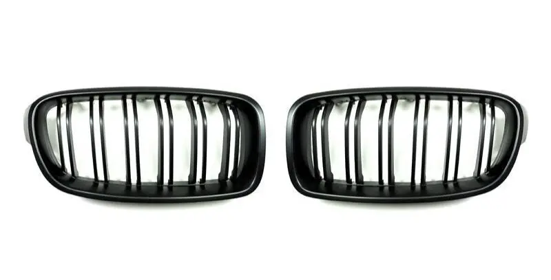 Autotecknic Replacement Dual-Slats Stealth Black Front Grilles Bmw F30 3-Series 1