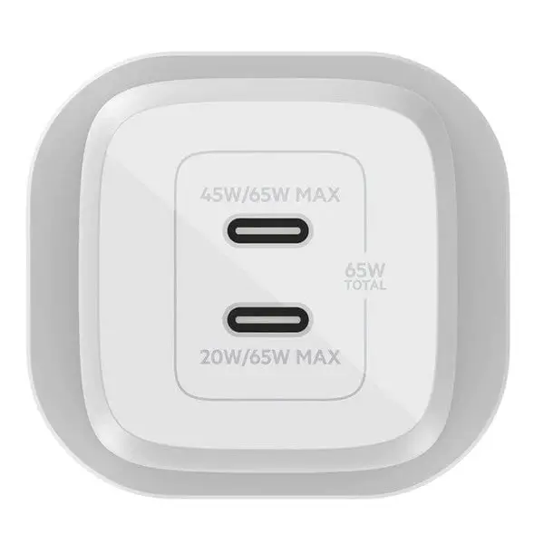 Belkin | 65W Dual Usb Type-C Gan Wall Charger With Pps - White 2