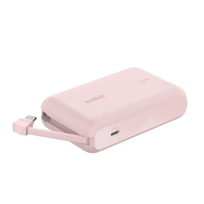 Belkin - Boostcharge 10 000 Mah - Power Bank With Integrated Usb-C Cable - 20 Watt - Pink 1