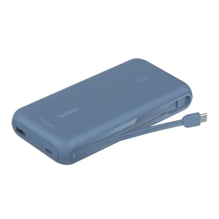 Belkin - Boostcharge 20 000 Mah - Power Bank With Integrated Usb-C Cable -30 Watt - Blue 1