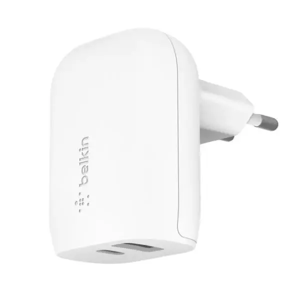 Belkin Boostcharge 37W Dual-Port Usb Type-A And Type-C With Pps Wall Charger White 1