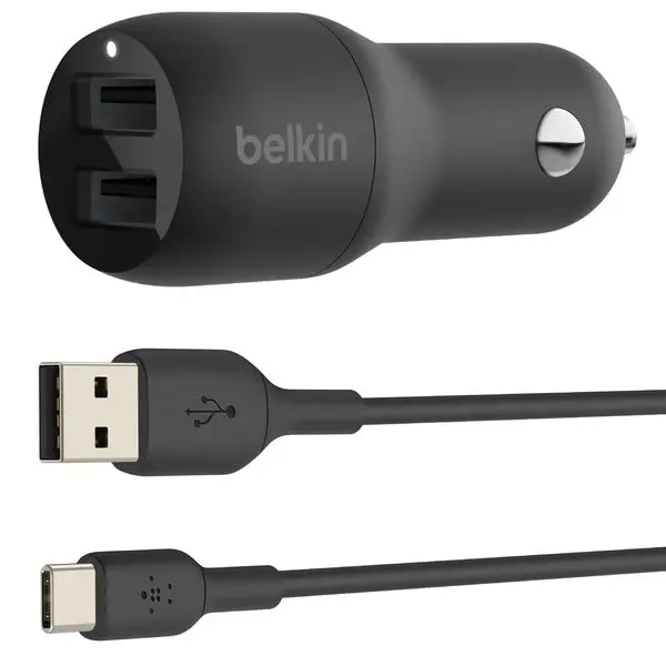 Belkin | Boostcharge | Dual Usb-A Car Charger 24W + Usb-A To Usb-C Cable 1