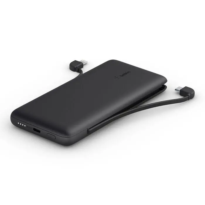 Belkin - Boostcharge Plus 10 000 Mah Power Bank Usb-C 18Watt  Power Delivery With 2 Integrated Cables - Usb-C And Lightning - Black - 2 Year Warranty 1