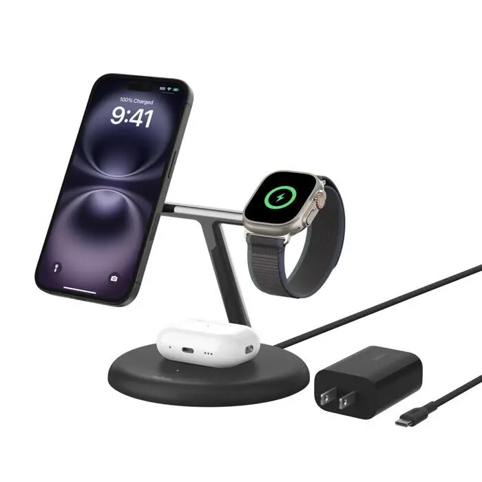 Belkin - Boostcharge Pro - 3-In-1 Magnetic Wireless Charging Stand With Qi2 With 15 Watt - Black 1
