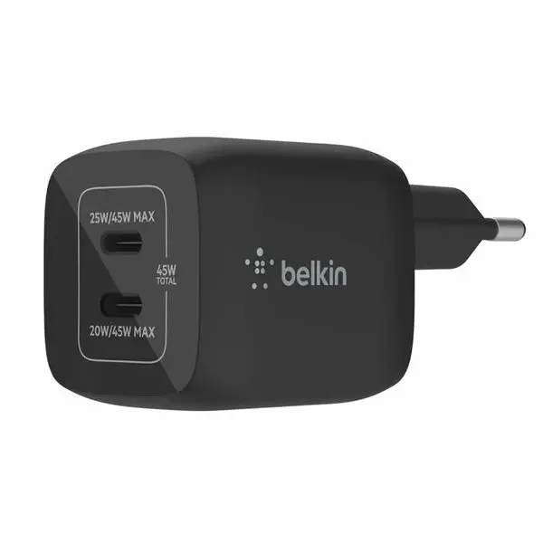Belkin Boostcharge Pro Dual 45W Usb-C Gan Wall Charger With Pps - Black 1