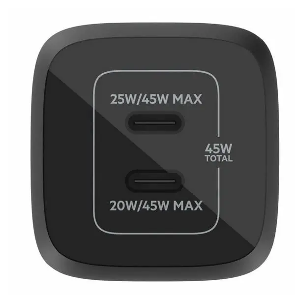 Belkin Boostcharge Pro Dual 45W Usb-C Gan Wall Charger With Pps - Black 2
