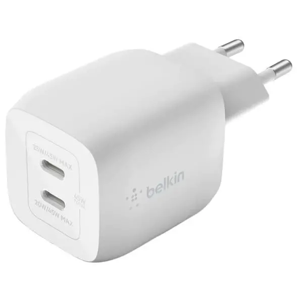 Belkin Boostcharge Pro Dual 45W Usb-C Gan Wall Charger With Pps - White 1