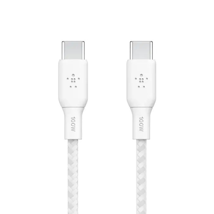 Belkin Boostcharge - Usb-C Male To Usb-C Male Braided Cable 100 Watt Power Delivery - 3 Meter Cable -  White 1