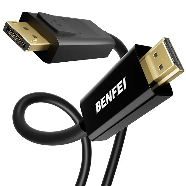 Benfei Displayport Male To Hdmi Male 1.8M Cable Used Connecting Primary Devices With Displayport To Monitors With Hdmi, Equipped With Gold-Plated Connectors And Supports 4K@30Hz Resolution - Black Colour 1