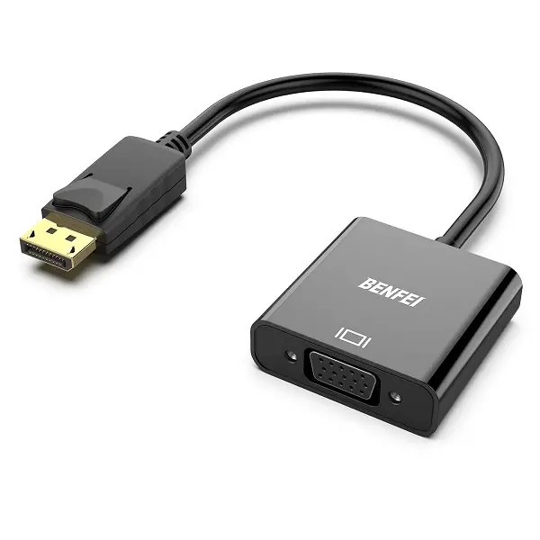 Benfei Displayport Male To Vga Female Adapter With Gold-Plated Connector And Supports Resolution Up To 1080P@60Hz - Black Colour 1