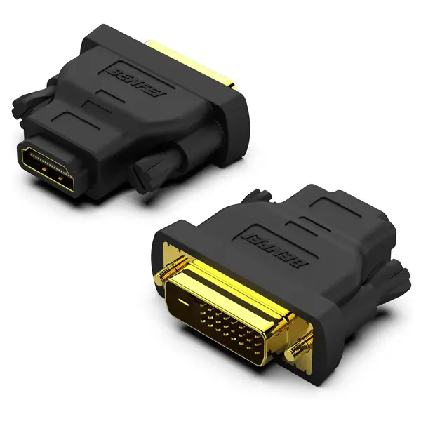 Benfei Dvi-D (24+1) Male To Hdmi Female Adapter 2-Pack With Gold-Plated Connectors, Supports 1080P@60Hz Resolution And Bi-Directional Function - Black Colour 1