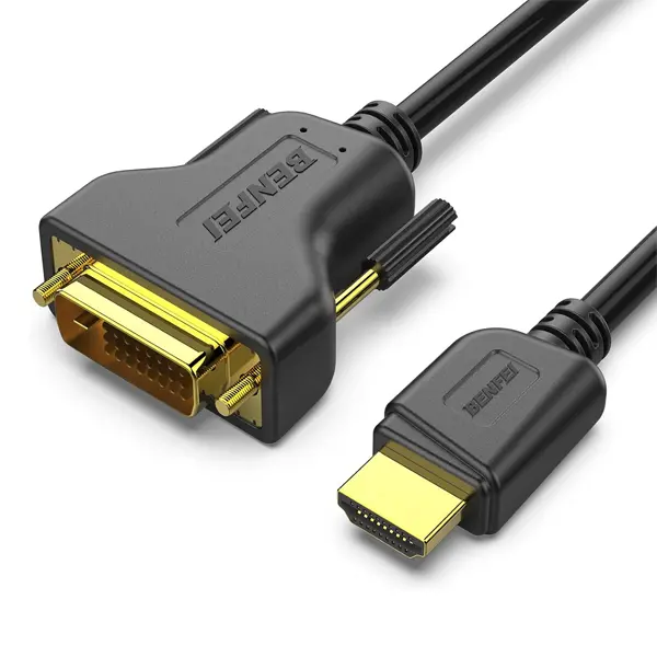 Benfei Hdmi Male To Dvi-D (24+1) Male 3M Bi-Directional Cable With Gold-Plated Connectors And Supports Resolution Up To 1080P@60Hz - Black Colour 1