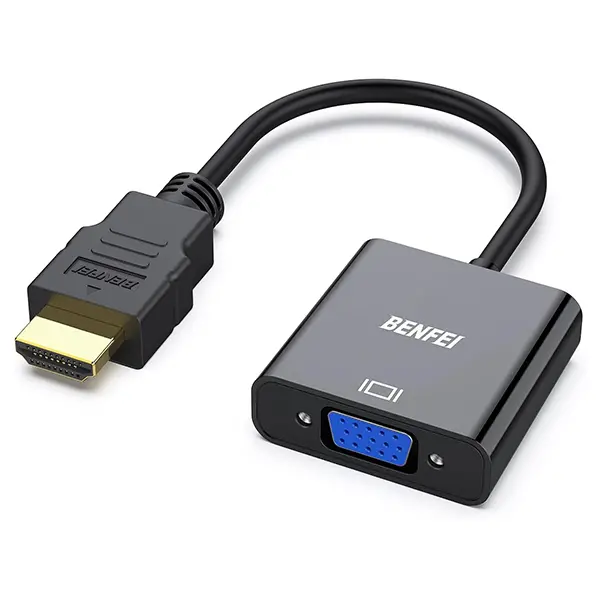 Benfei Hdmi Male To Vga Female Adapter With Gold-Plated Connector And Supports Resolution Up To 1080P@60Hz - Black Colour 1