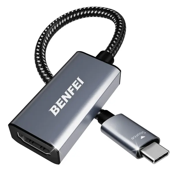 Benfei Usb-C Male To Hdmi Female Adapter With Nickle-Plated Connector, Support 4K@60Hz Resolution And Compatible With Thunderbolt 3/4 - Grey Colour 1
