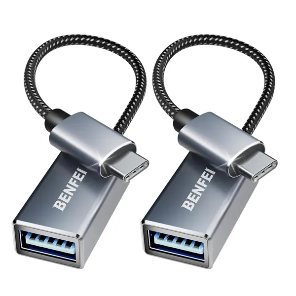 Benfei Usb-C Male To Usb-A 3.2 Female Otg Adapter 2-Pack With Aluminium Shell Casing, Nickle-Plated Connectors And Supports Data Transfer Rate Up To 5Gbps - Grey Colour 1