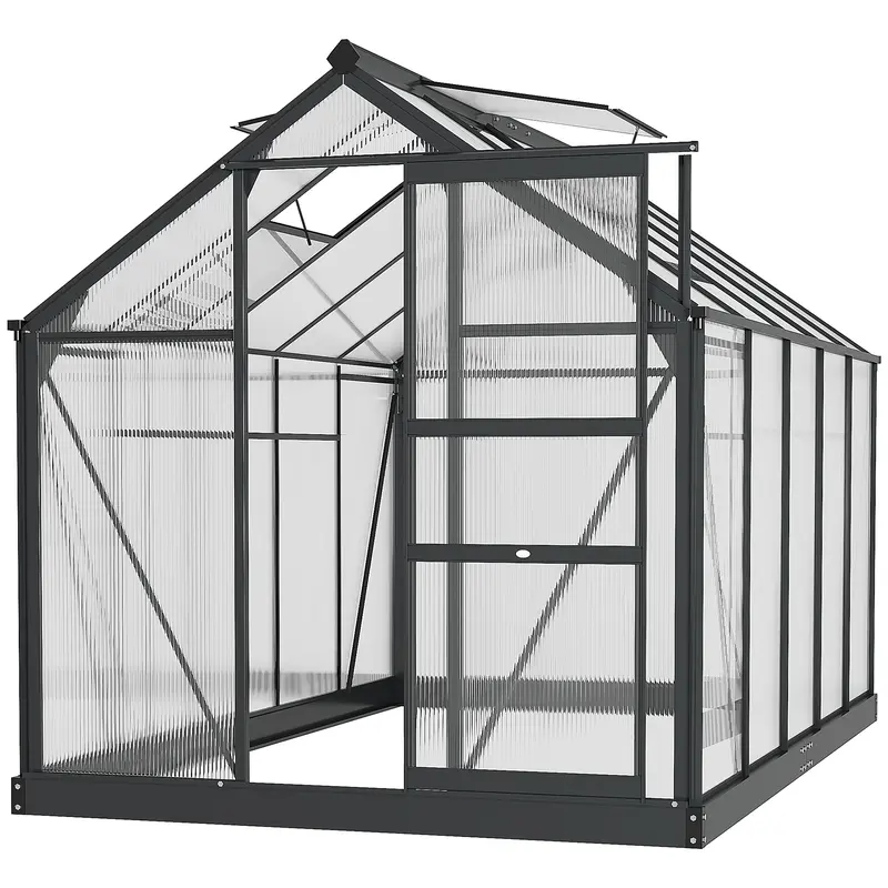 Bloomgreen 6' X 10' X 6.6' Polycarbonate Greenhouse With Aluminum Frame, Grey 1