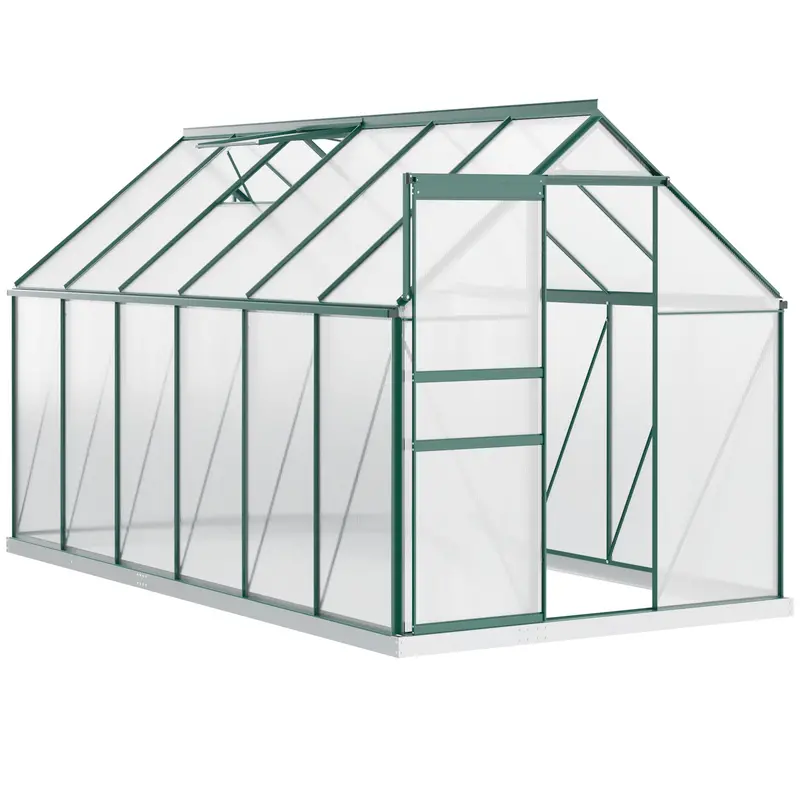 Bloomgreen 6' X 12' X 6.5' Polycarbonate Greenhouse With Adjustable Roof Vent & Sliding Door, Green 1