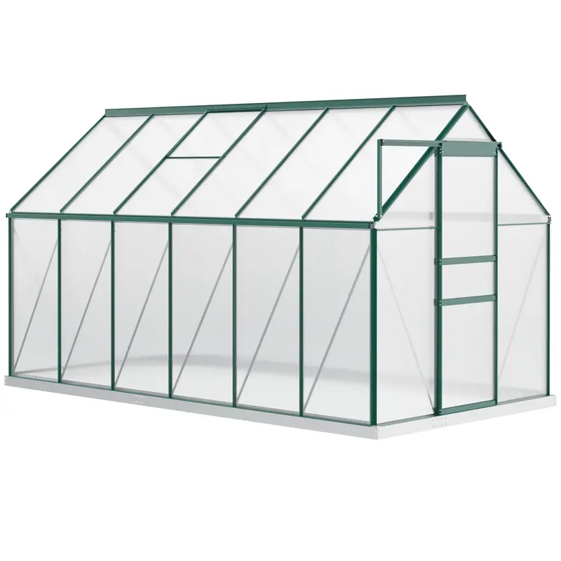 Bloomgreen 6' X 12' X 6.5' Polycarbonate Greenhouse With Adjustable Roof Vent & Sliding Door, Green 2