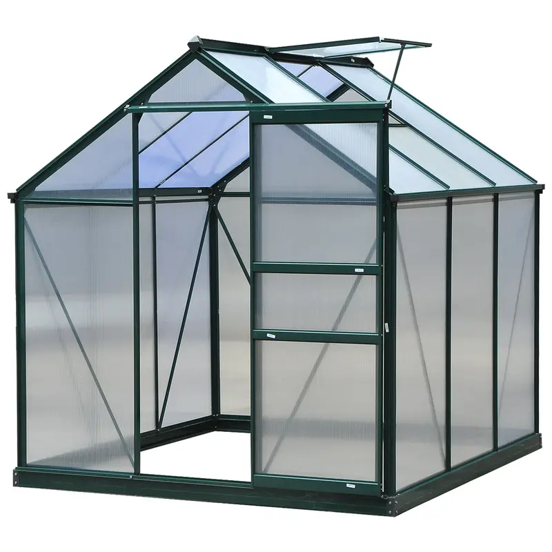 Bloomgreen 6' X 6' X 6.6' Polycarbonate Greenhouse With Aluminum Frame, Green 1