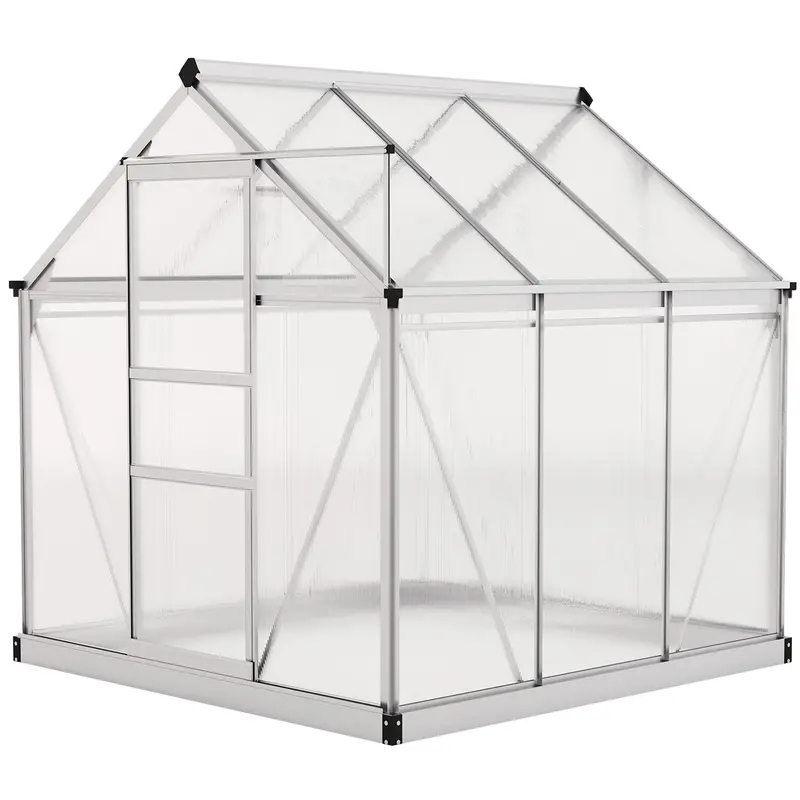 Bloomgreen 6' X 6' X 6.6' Polycarbonate Greenhouse With Aluminum Frame, Silver 2