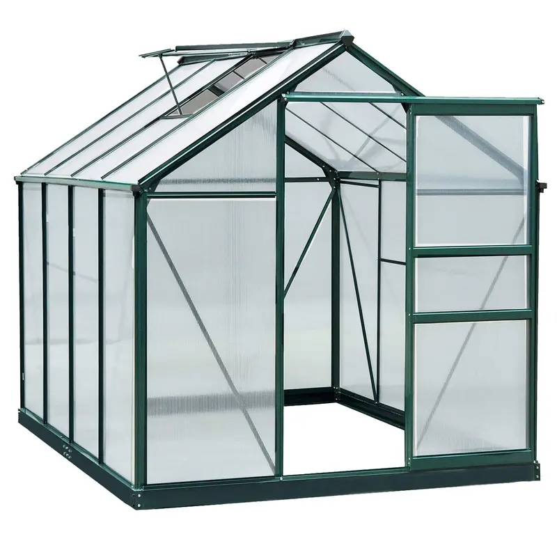 Bloomgreen 6' X 8' X 6.6' Polycarbonate Greenhouse With Aluminum Frame, Green 1