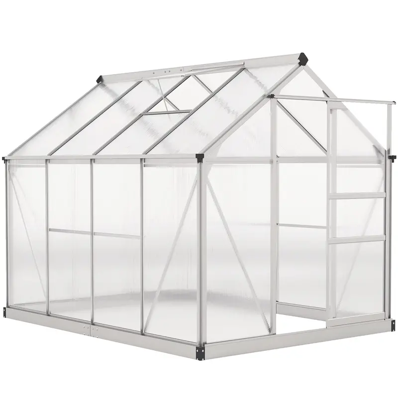 Bloomgreen 6' X 8' X 6.6' Polycarbonate Greenhouse With Aluminum Frame, Silver 1