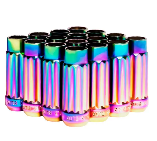 Blox Racing 12-Sided P17 Tuner Lug Nuts 12X1.25 - Neo Chrome Steel - Set Of 16 1