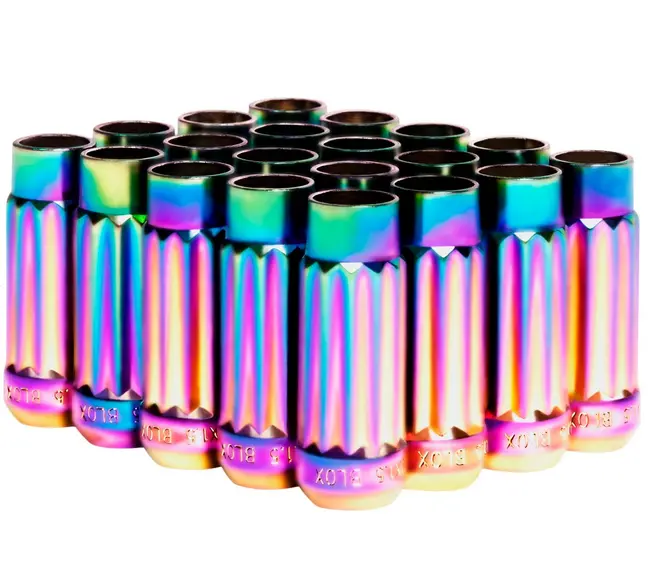 Blox Racing 12-Sided P17 Tuner Lug Nuts 12X1.25 - Neo Chrome Steel - Set Of 20 1