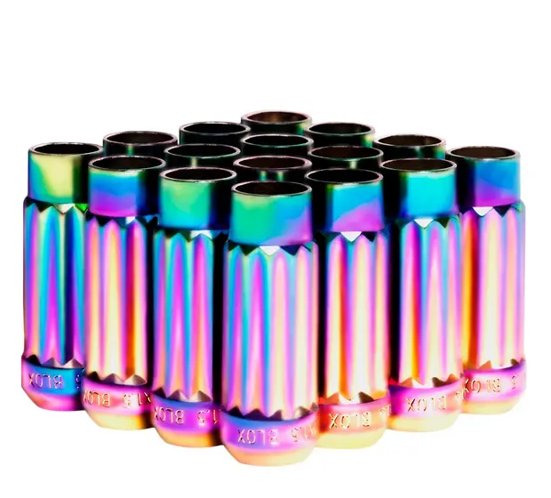 Blox Racing 12-Sided P17 Tuner Lug Nuts 12X1.5 - Neo Chrome Steel - Set Of 16 1