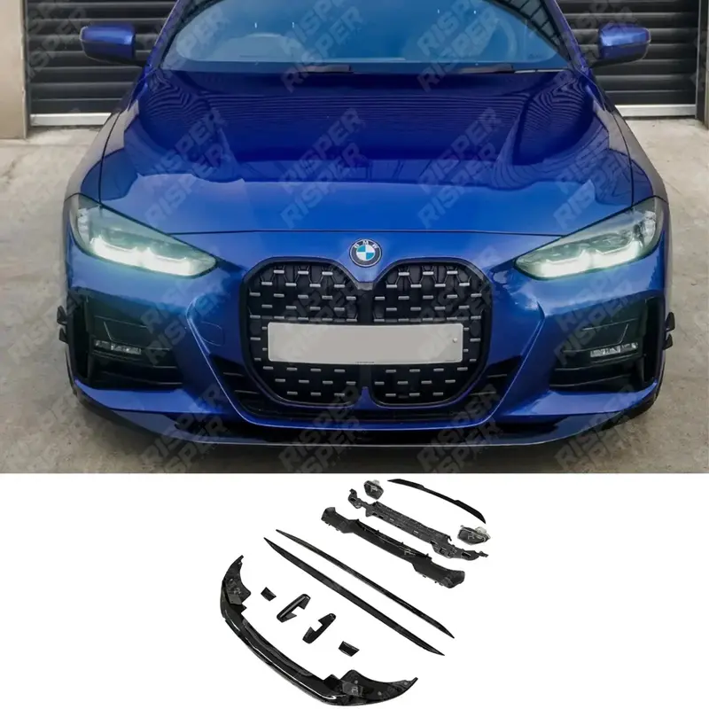 Bmw 4 Series G22 2020+ M Sport - Gloss Black Full Aero Kit With Exhaust Tips 1