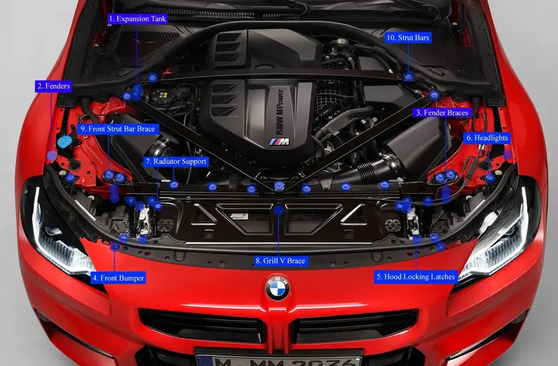 Bmw M2 G87 Titanium Billet Engine Dress Up Hardware By Downstar (2023+) 9