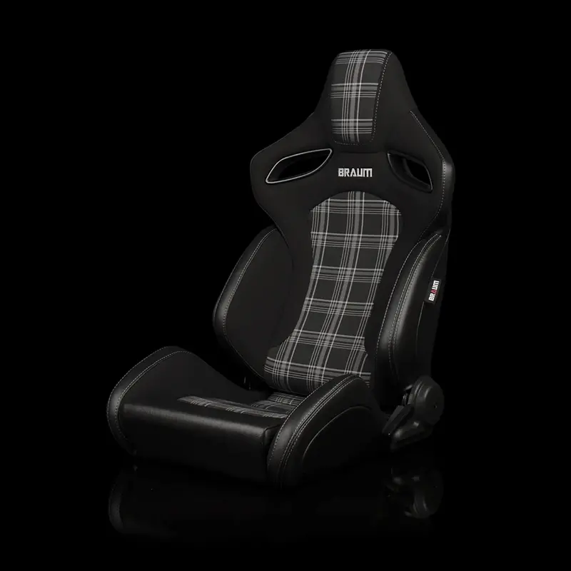 Braum Orue-S Series Sport Reclinable Seats | Black Leatherette | Grey Plaid (Priced Per Pair) 1