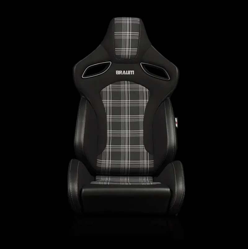 Braum Orue-S Series Sport Reclinable Seats | Black Leatherette | Grey Plaid (Priced Per Pair) 2